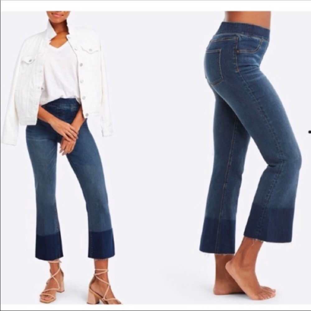 SPANX Cropped Flare Raw Hem Jeans Size Xs - Picture 2 of 15